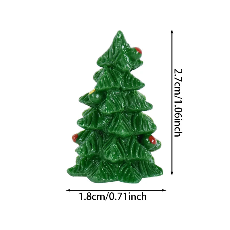 5/10pcs Mini Christmas Tree Couple Figurine Resin Xmas Trees Ornament Miniature Landscape Decor Christmas Decoration For Home
