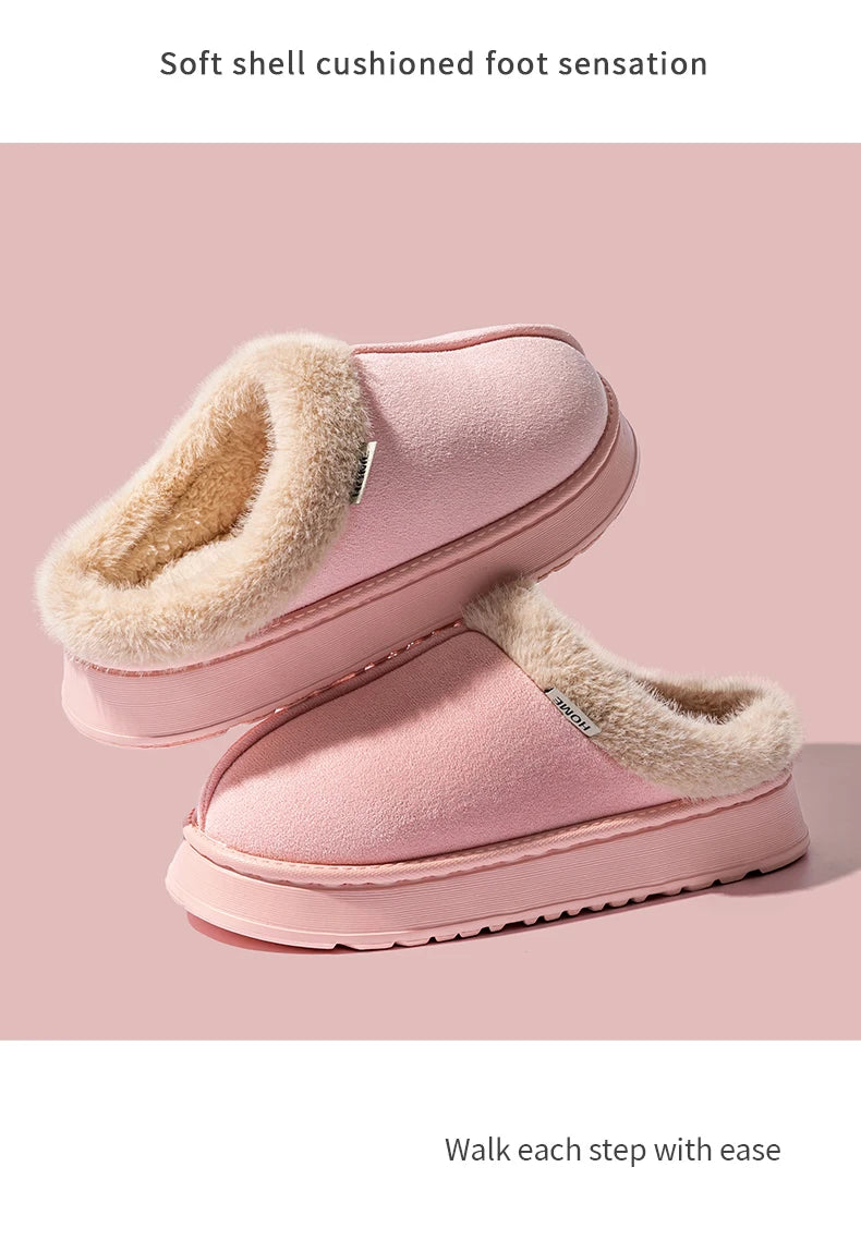 Women's Winter Slippers Non-Slip Indoor House Shoes, Plush Fleece Lined Warm Cotton Slippers with Soft Sole for Home Comfort