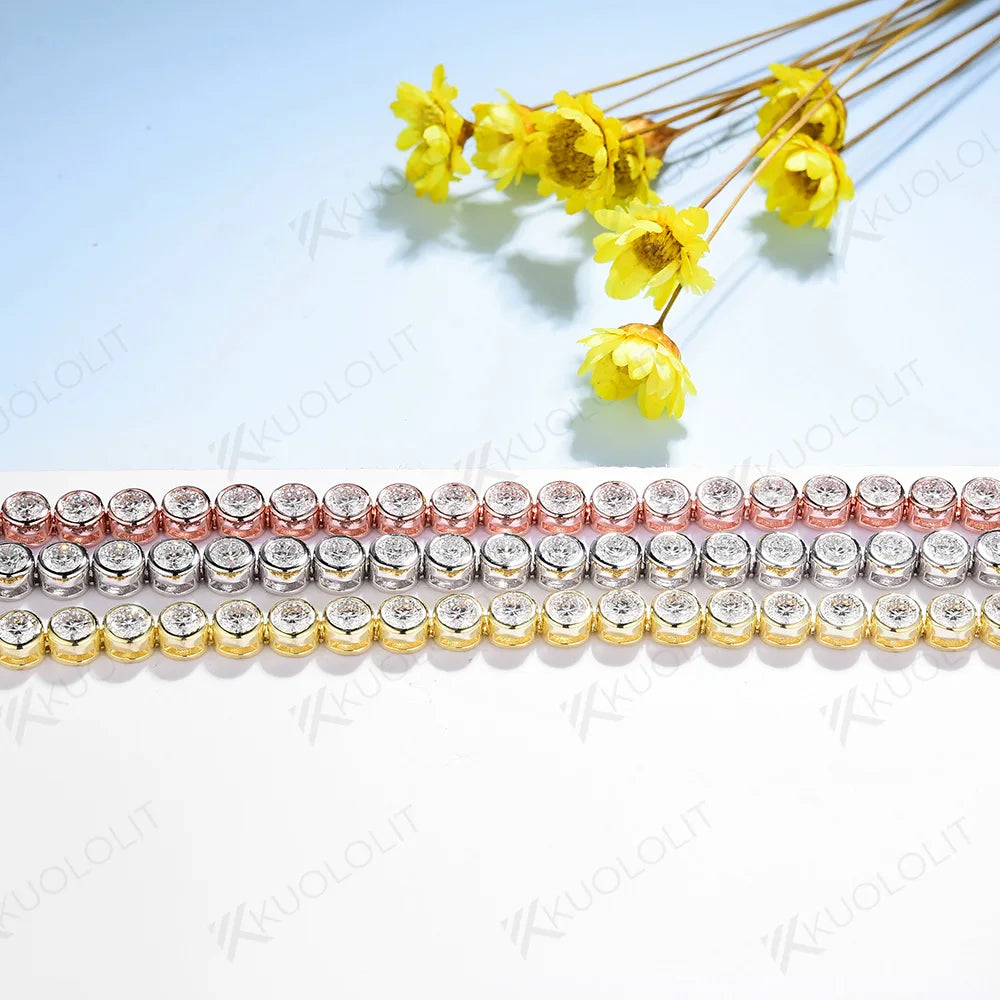 Kuololit 4.3CTW Lab Grown Diamonds Bracelets for Women 18K 14K 10K Solid Gold Tennis Bracelet for Engagement Classic Party Gifts