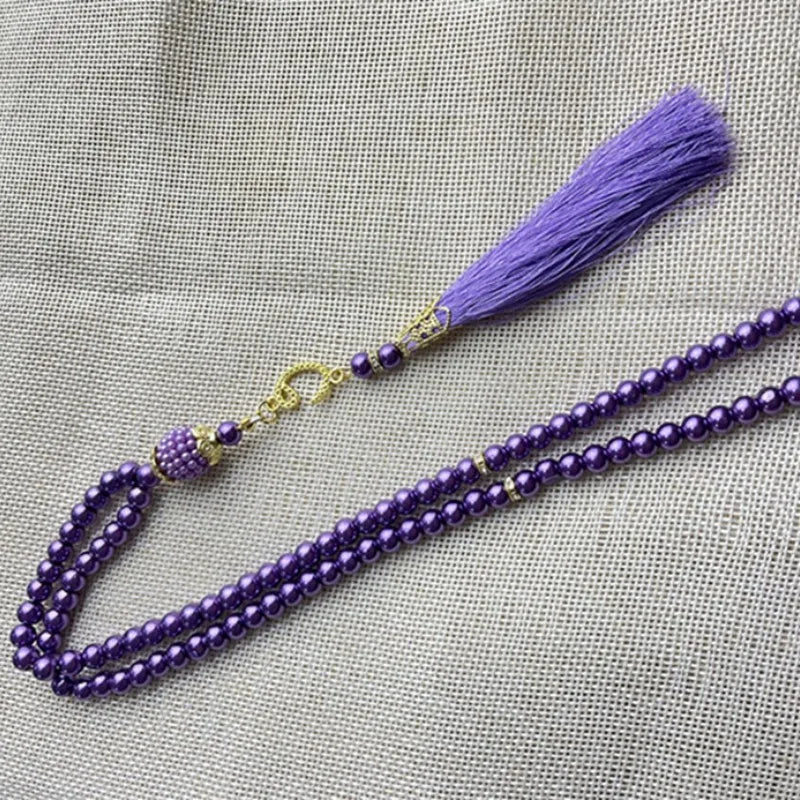 6mm 99 Islamic Rosary Beads Bracelet Muslim Glass Imitation Pearl Bracelet Chanting Prayers Women's Jewelry Accessories Gift