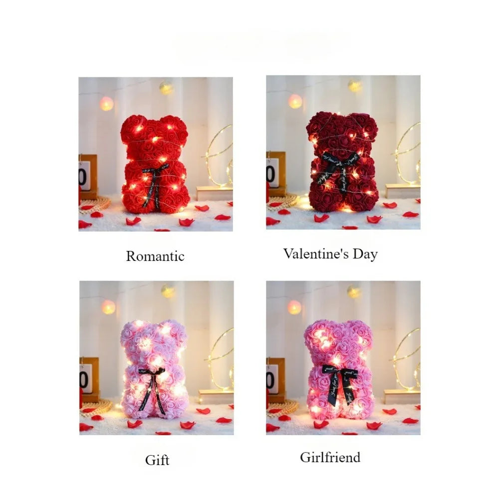 New Artificial Flower Eternal Rose Teddy Bear for Mom Mother's Day Birthday Valentine's Day Anniversary Gifts & Artificial Decor