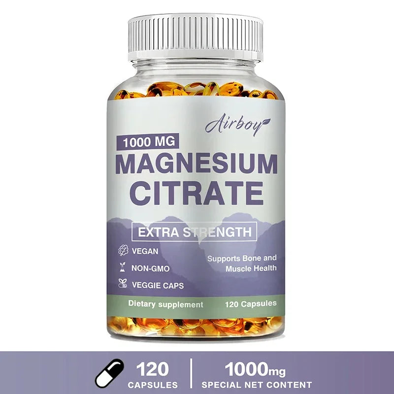 Magnesium Citrate - Supplement for Stress, Relaxation, Bone, Sleep, Heart Health, Nerve, Muscle & Metabolism