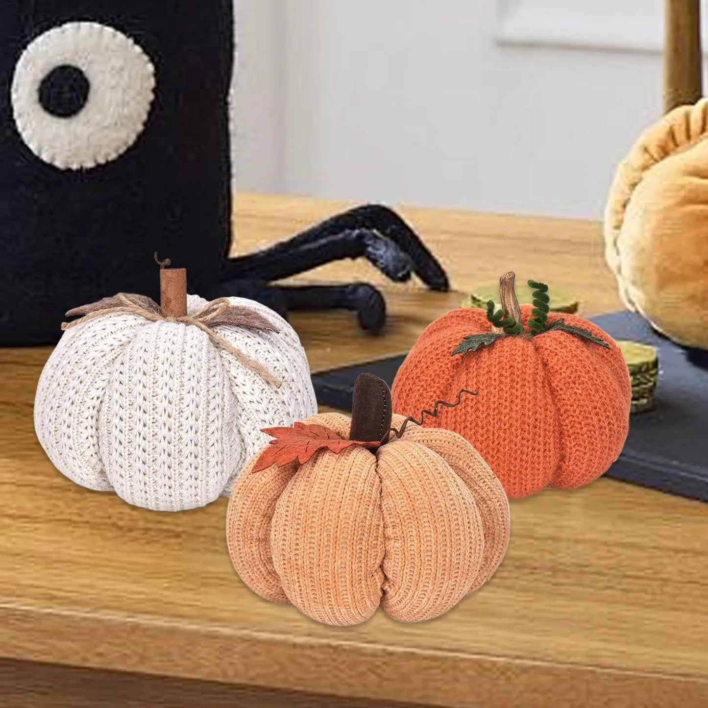 Crochet Pumpkins Handmade Fall Decor Knitted Pumpkin Ornaments for Thanksgiving Halloween Home Table Centerpiece Decorations