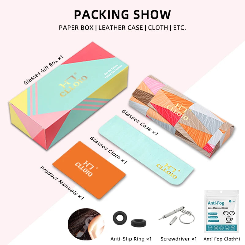 CLLOIO Premium Polygonal Customized Reading Glasses Women's Fashion Myopia Glasses Blue Light Blocking Prescription Eyeglasses