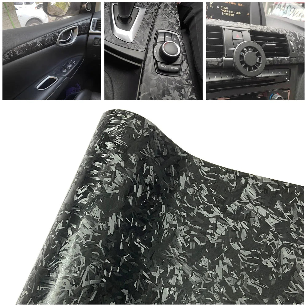 Carbon Fiber Chopped Strand Forged Vinyl Car Wrap Film Auto Modification Sticker Protective Strip Door Sill Side