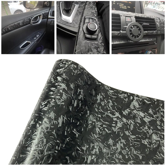 Carbon Fiber Chopped Strand Forged Vinyl Car Wrap Film Auto Modification Sticker Protective Strip Door Sill Side