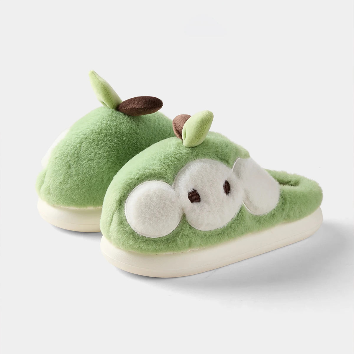 Creative and Fun Peanut-Shaped Home Warm Cotton Slippers for Women, Ins-Style Plush Non-Slip Winter Indoor Ladies' Slippers