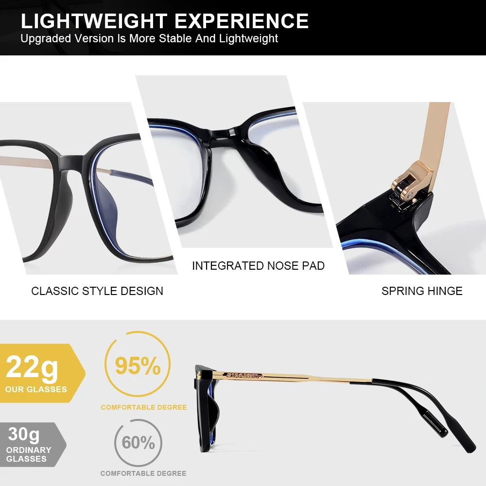 CRIXALIS 2PCS Classic Square Anti Blue Light Glasses Men Reading Books Glasses Women Prescription Eyewear Computer Eyeglasses