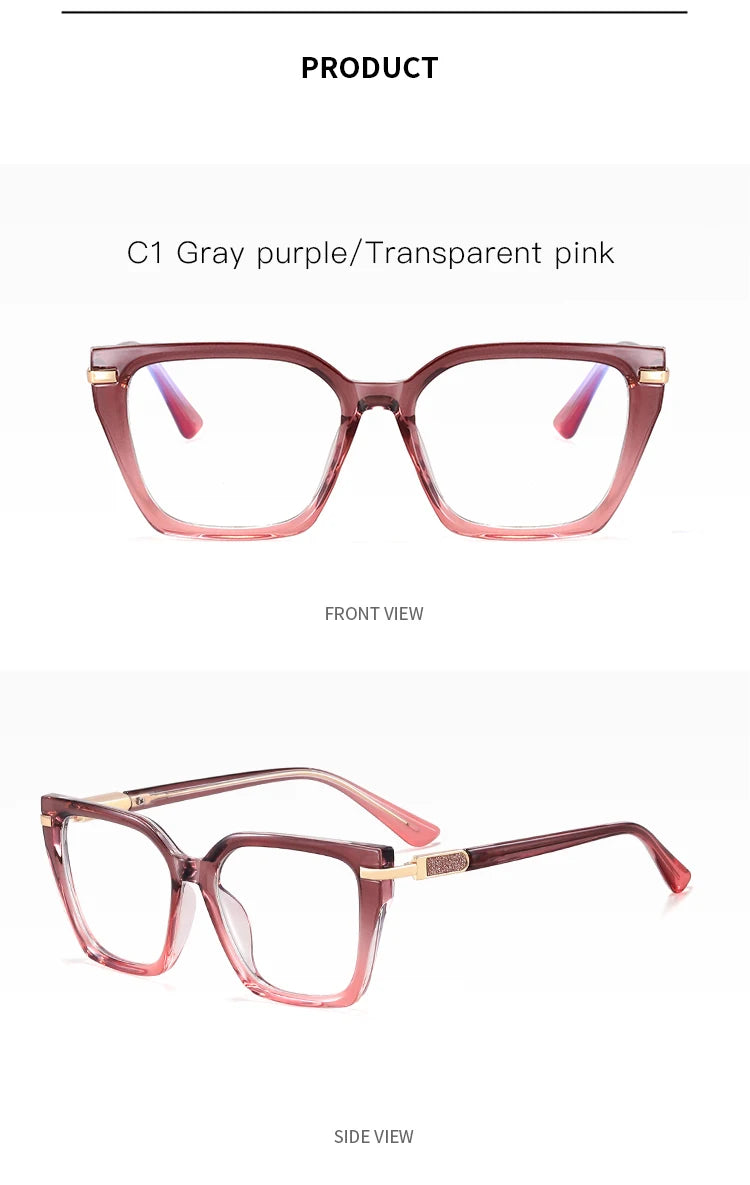 JMISUS Lightweight TR90 Butterfly Prescription Progressive Glasses Women Anti Blue Light Photochromic Square Optical Eyeglass