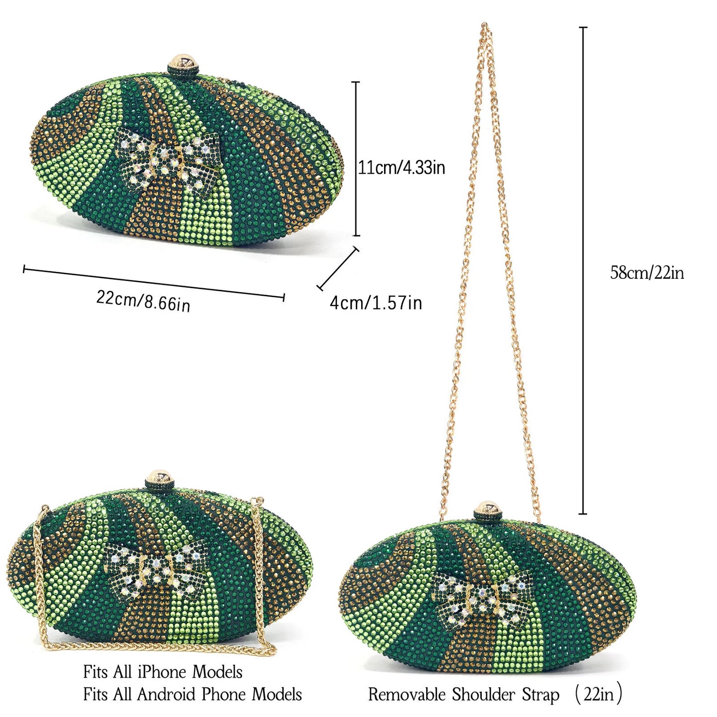 Venus Chan Green Color Pointed-Toe High Women Heels Shoes and Bags for Women Rhinestone Evening Party Elegant Luxury Handbag