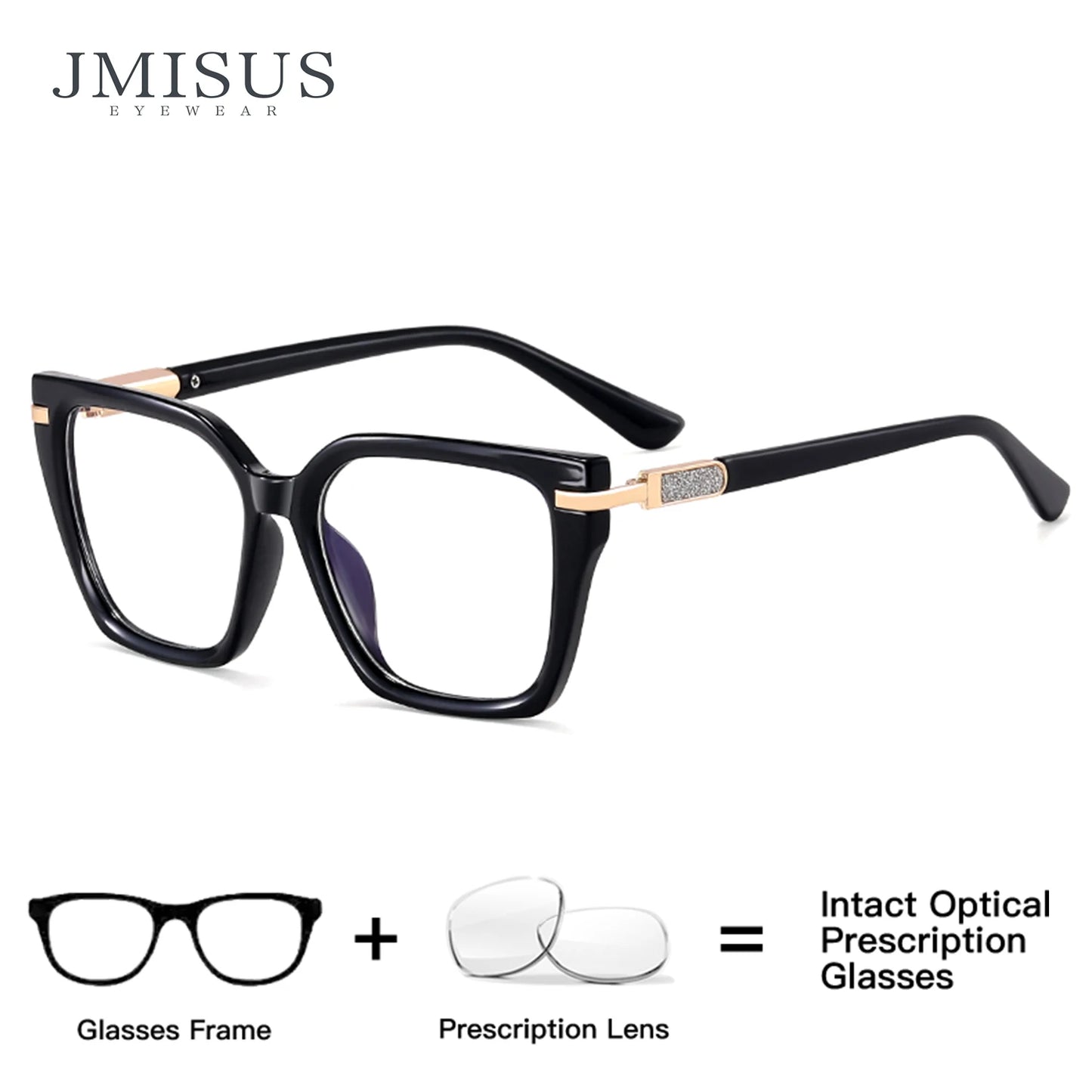 JMISUS Lightweight TR90 Butterfly Prescription Progressive Glasses Women Anti Blue Light Photochromic Square Optical Eyeglass
