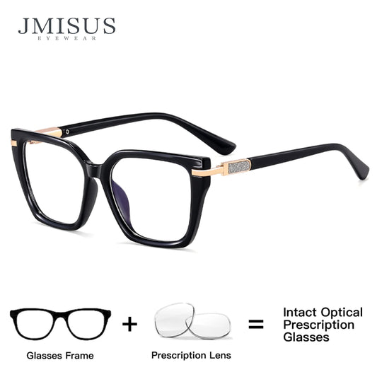 JMISUS Lightweight TR90 Butterfly Prescription Progressive Glasses Women Anti Blue Light Photochromic Square Optical Eyeglass