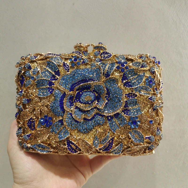 2025 New Arrival Flower Crystal Wedding Bridal Clutch Purse Luxury Designer Women's Dinner Party Cocktail Handbags Diamond Bags