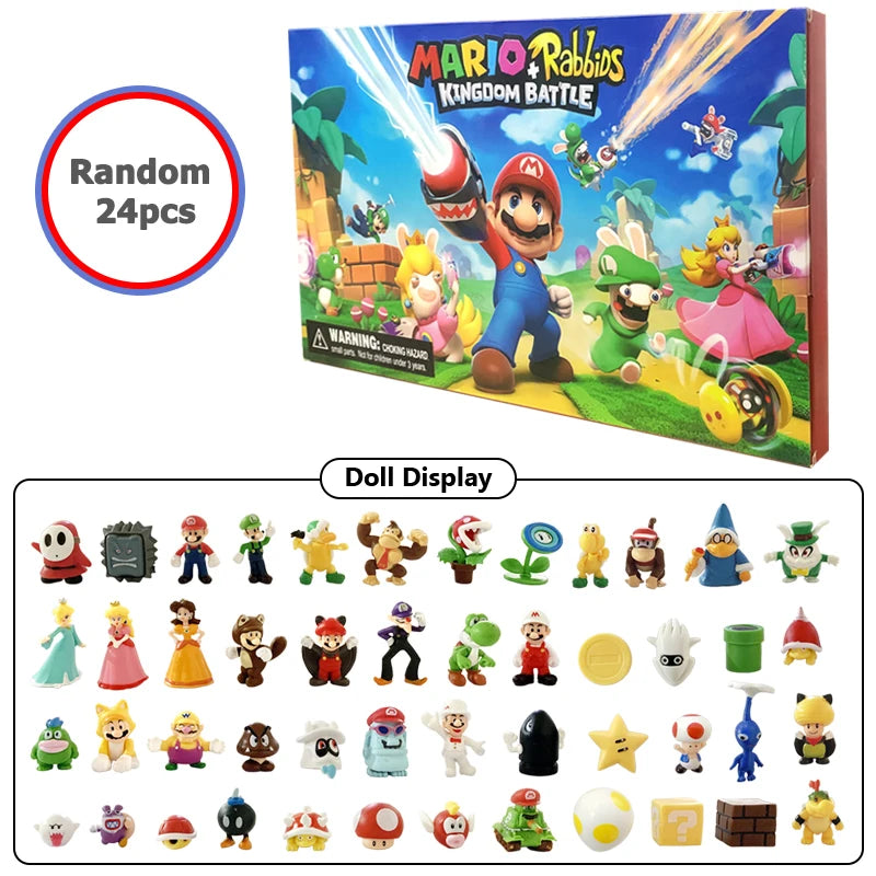 24pcs/Set Super Mario Advent Calendar Anime Action Figure PVC Model Dolls Christmas Calendar Toys For Children