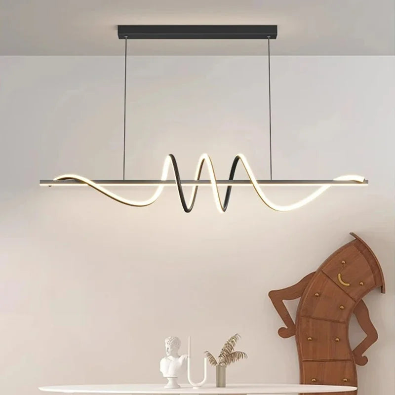 Minimalist Long Strip Restaurant Ceiling Chandelier Home Decor Bedroom Living Room Pendant Light Dining Table Bar Hanging Lamps