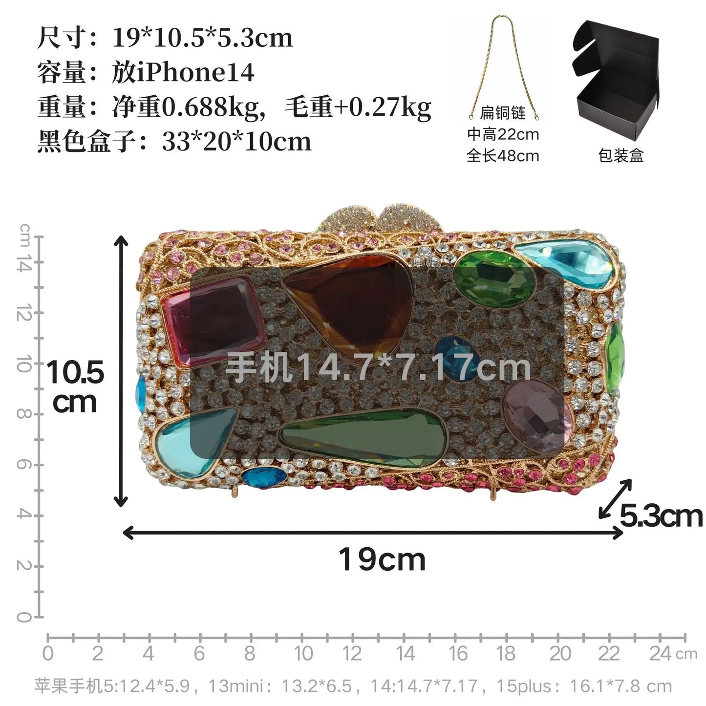 Luxury Glitter Metal Evening Bag Women Handbag Crystal Clutch Purse Wedding Party Bling Bag Rhinestone Diamond Prom Pouch