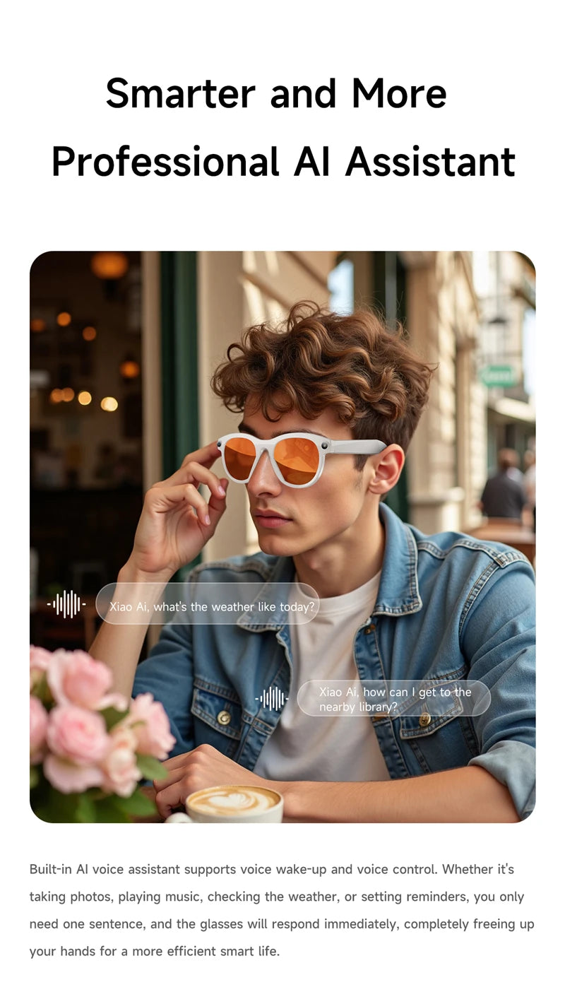 Xiaomi AI Smart Glasses 6K HD Camera Multifunctional Bluetooth Calling Voice Assistant Music Player Translation Glasses 2025 New
