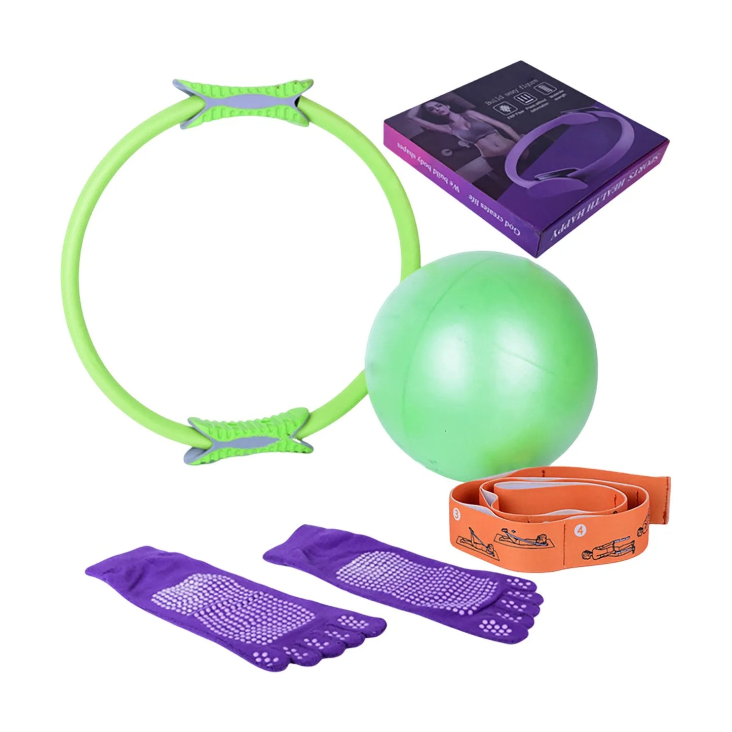 Yoga Pilates Circle Stretching Strap Elastic Resistance Ring Fitness Set Home Exercise Novice Yoga Equipment Accessories