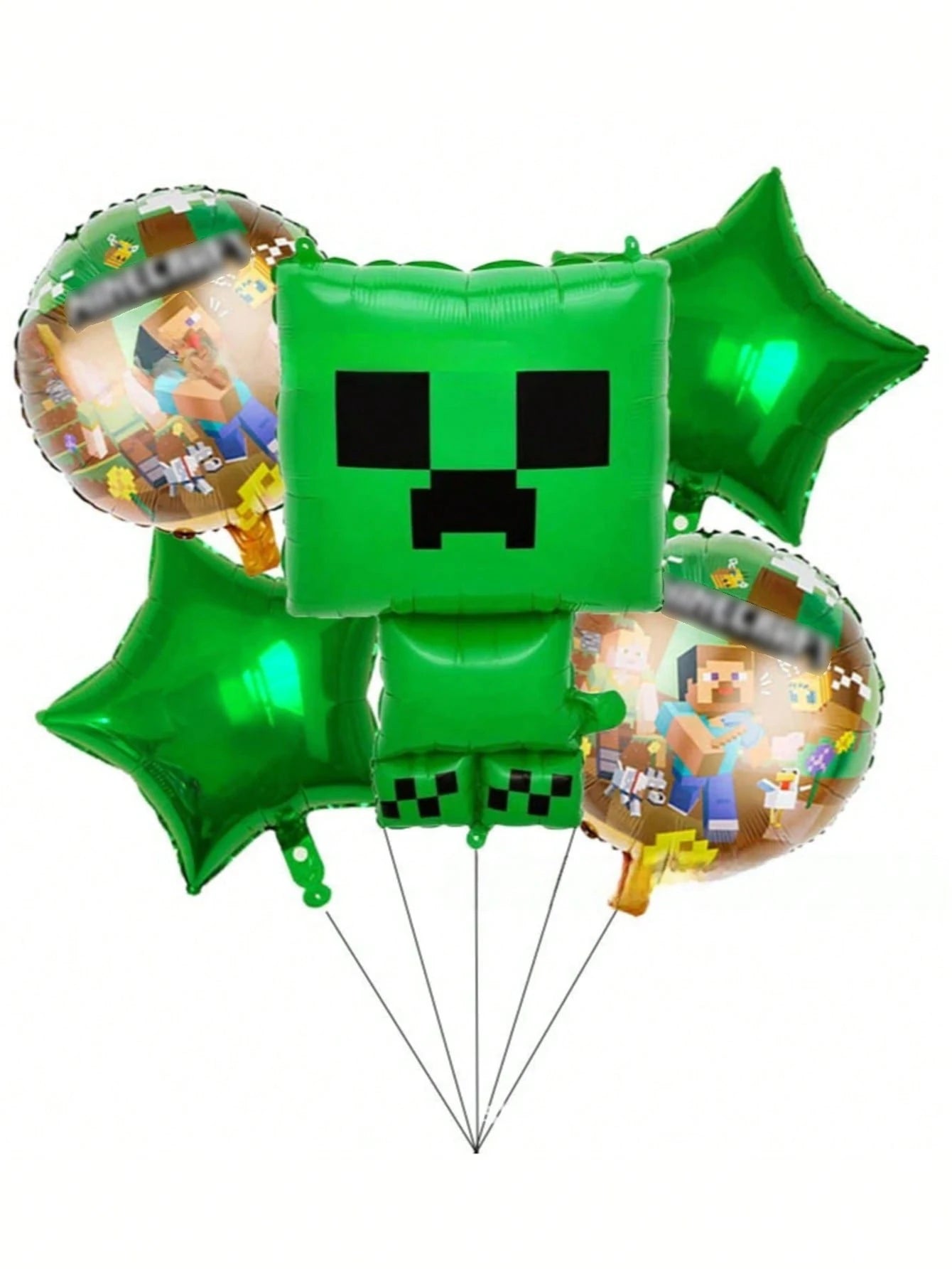 5pcs My World Pixel Video Themed Party Decorations Set，Hanging Banners 、Balloons,Suitable For Birthday、Halloween、Christmas Party