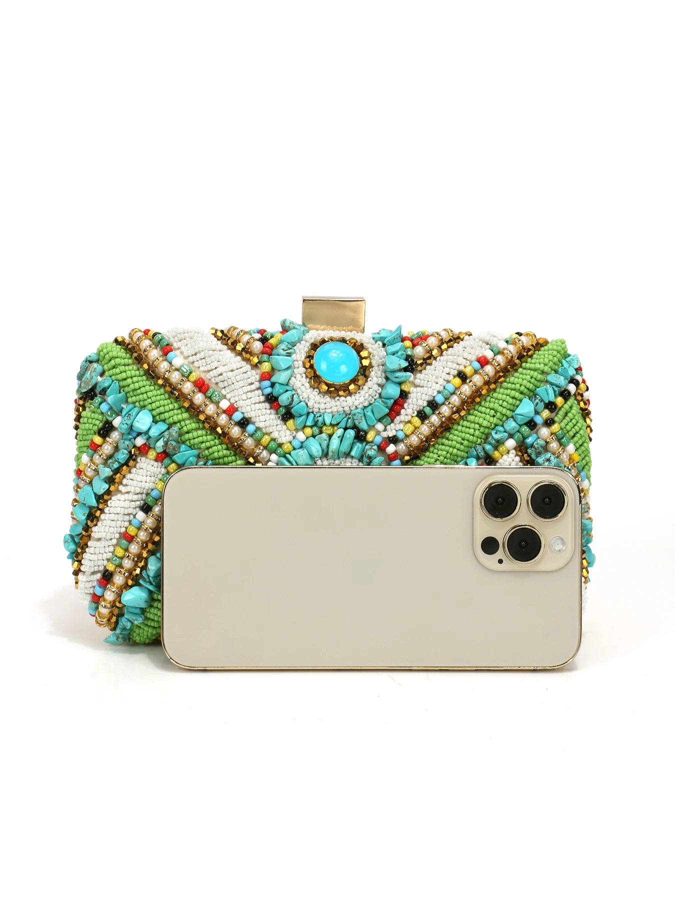 Green Color Embroidery Evening Bags Flap Fashion Beading Party Wedding Clutch Bags For Holiday Christmas Day Gift For Girl Purse