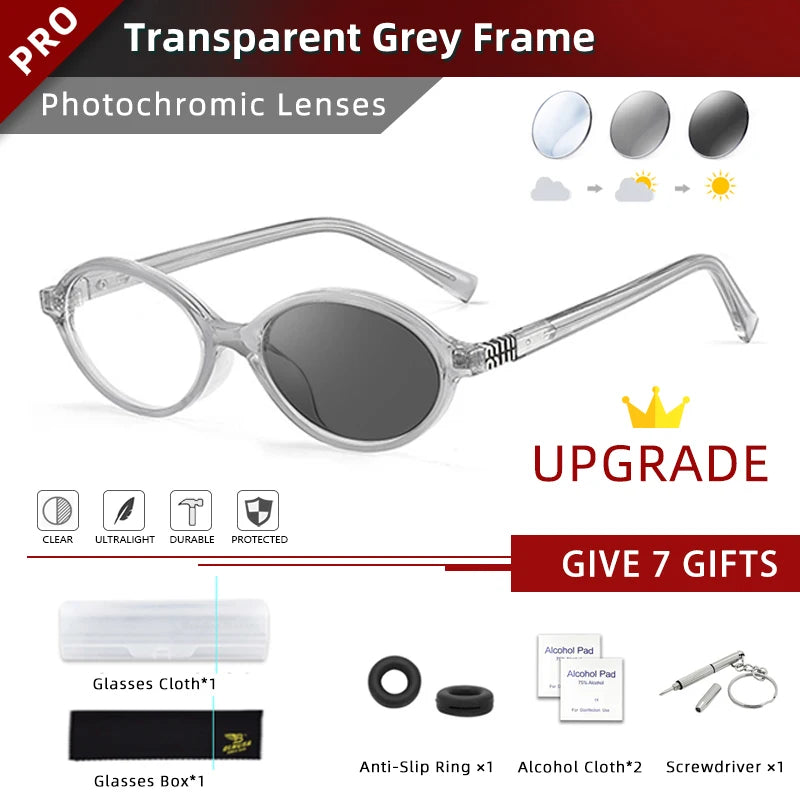 BLMUSA Retro Anti Blue Ray Photochromic Myopia Glasses Women Oval Small Frames Prescription Glasses Pop Classic Reading Glasses