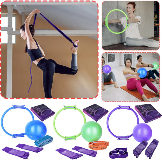 Yoga Pilates Circle Stretching Strap Elastic Resistance Ring Fitness Set Home Exercise Novice Yoga Equipment Accessories