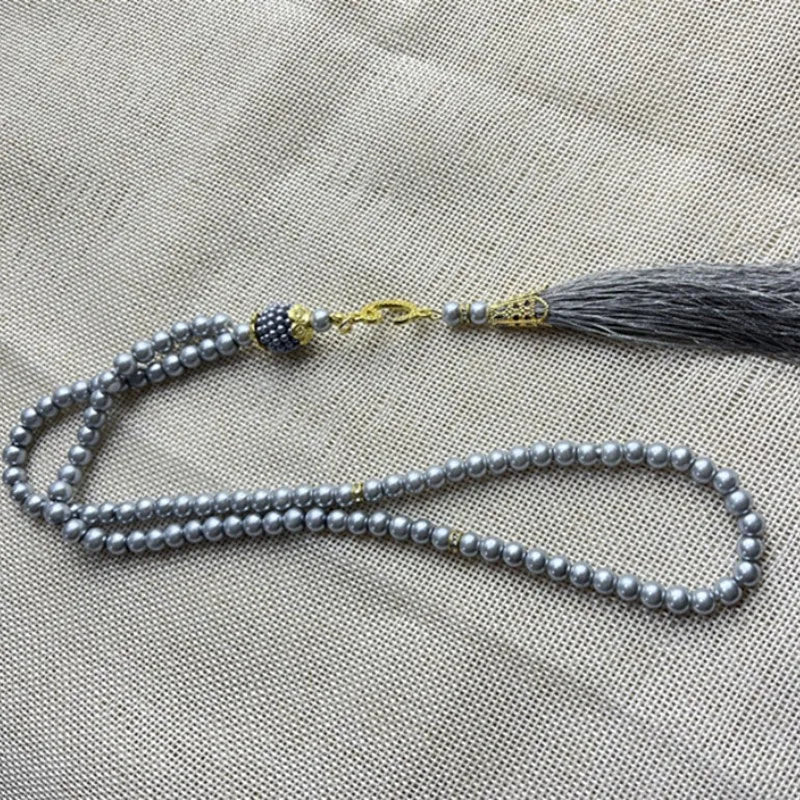 6mm 99 Islamic Rosary Beads Bracelet Muslim Glass Imitation Pearl Bracelet Chanting Prayers Women's Jewelry Accessories Gift