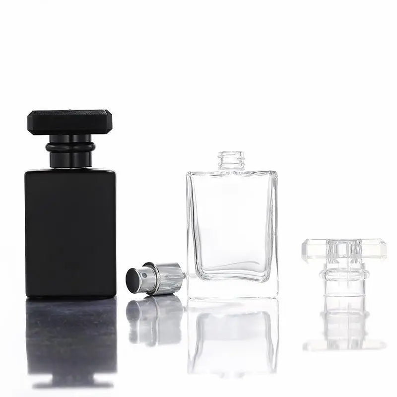 30ml 50ml 100ml Travel Pocket Glass Spray Bottles Transparent Black Perfume Containers Empty Mist Spray Bottle
