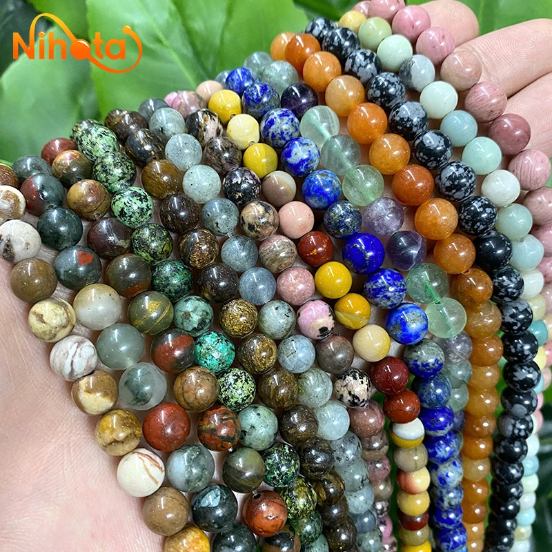 Natural Stone Beads Jaspers Amazonite Turquoises Agates Round Beads for Jewelry Making Diy Bracelet Earrings 4/6/8/10/12mm