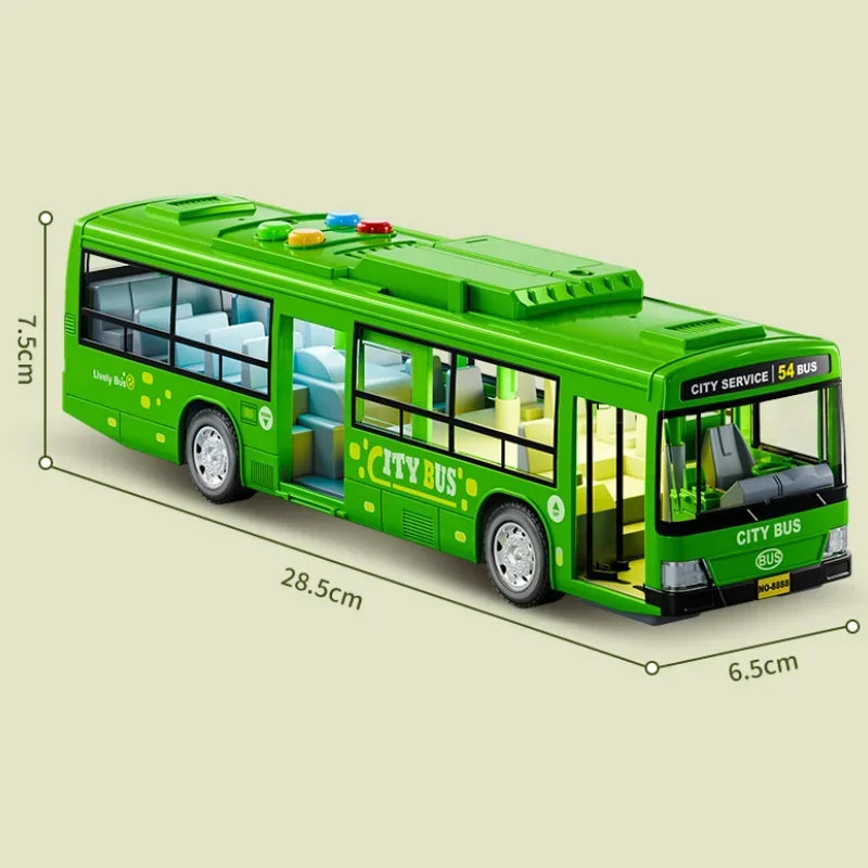 Extra Large City Bus Kids Toy with Lights Sounds Inertia One - Button Door Open Educational School Bus Model Toys Gift for Boys