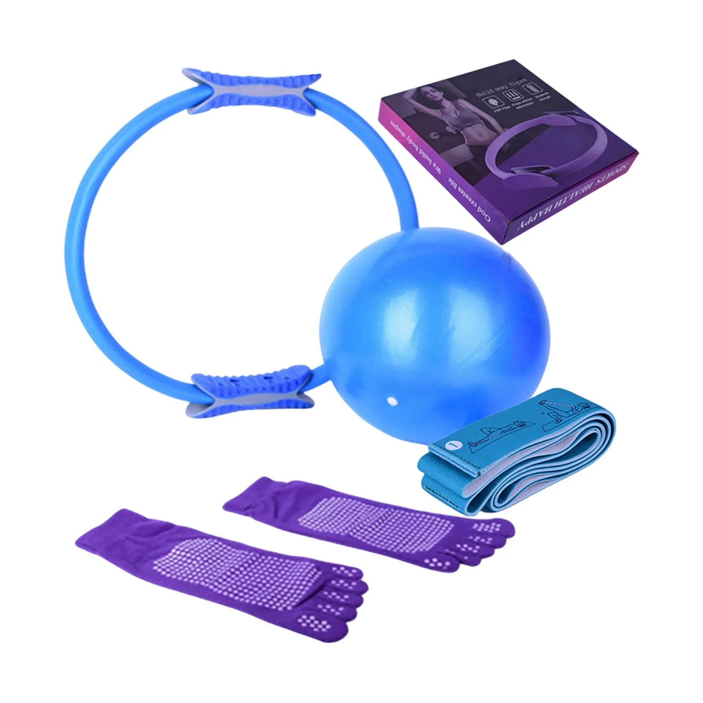 Yoga Pilates Circle Stretching Strap Elastic Resistance Ring Fitness Set Home Exercise Novice Yoga Equipment Accessories