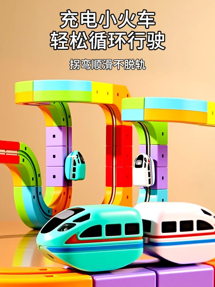 2025 Latest Educational Toys 59/118pcs Assembly Magic Track Train Set Children'S Toys Non-Remote Control Rail Car Gift Box