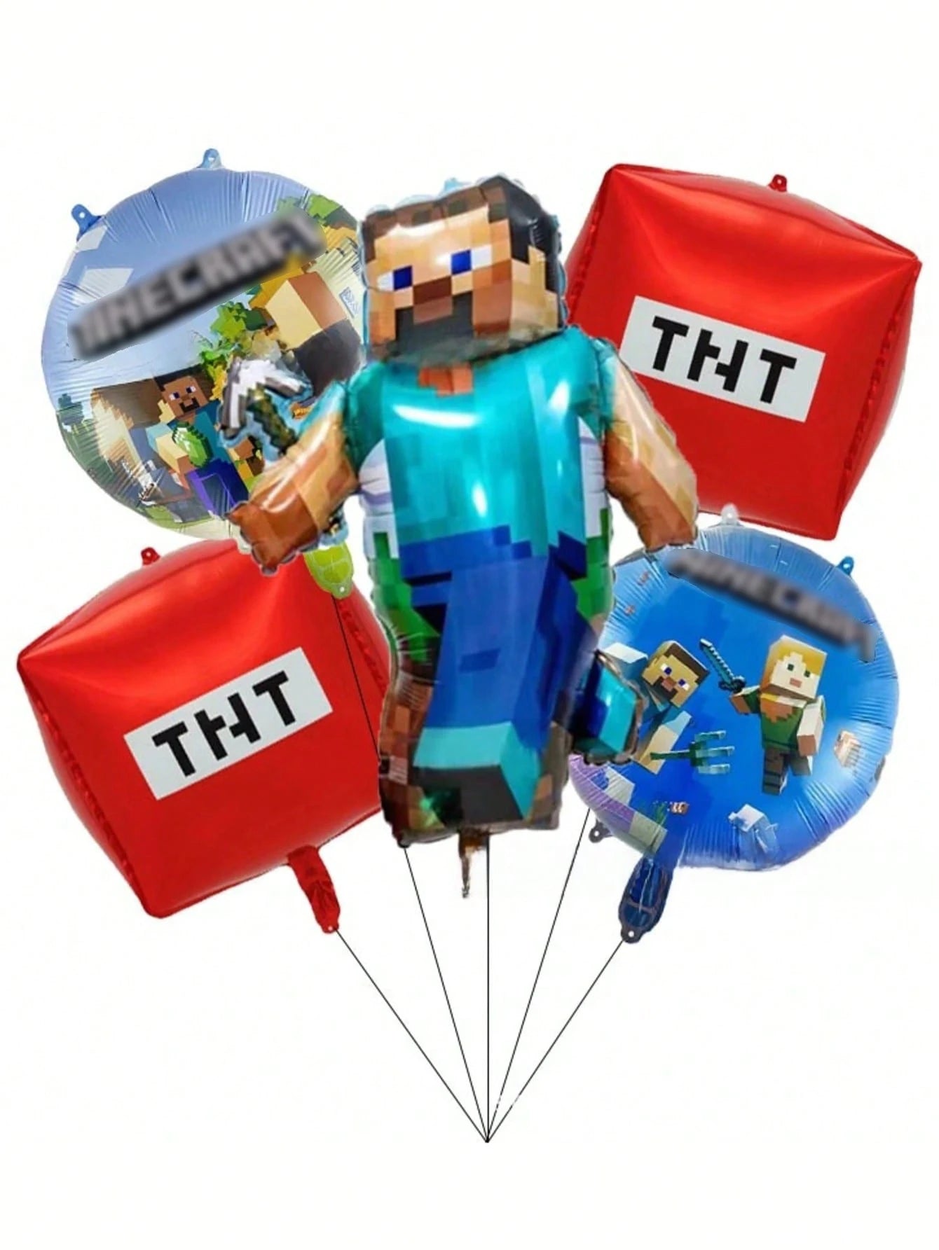 5pcs My World Pixel Video Themed Party Decorations Set，Hanging Banners 、Balloons,Suitable For Birthday、Halloween、Christmas Party