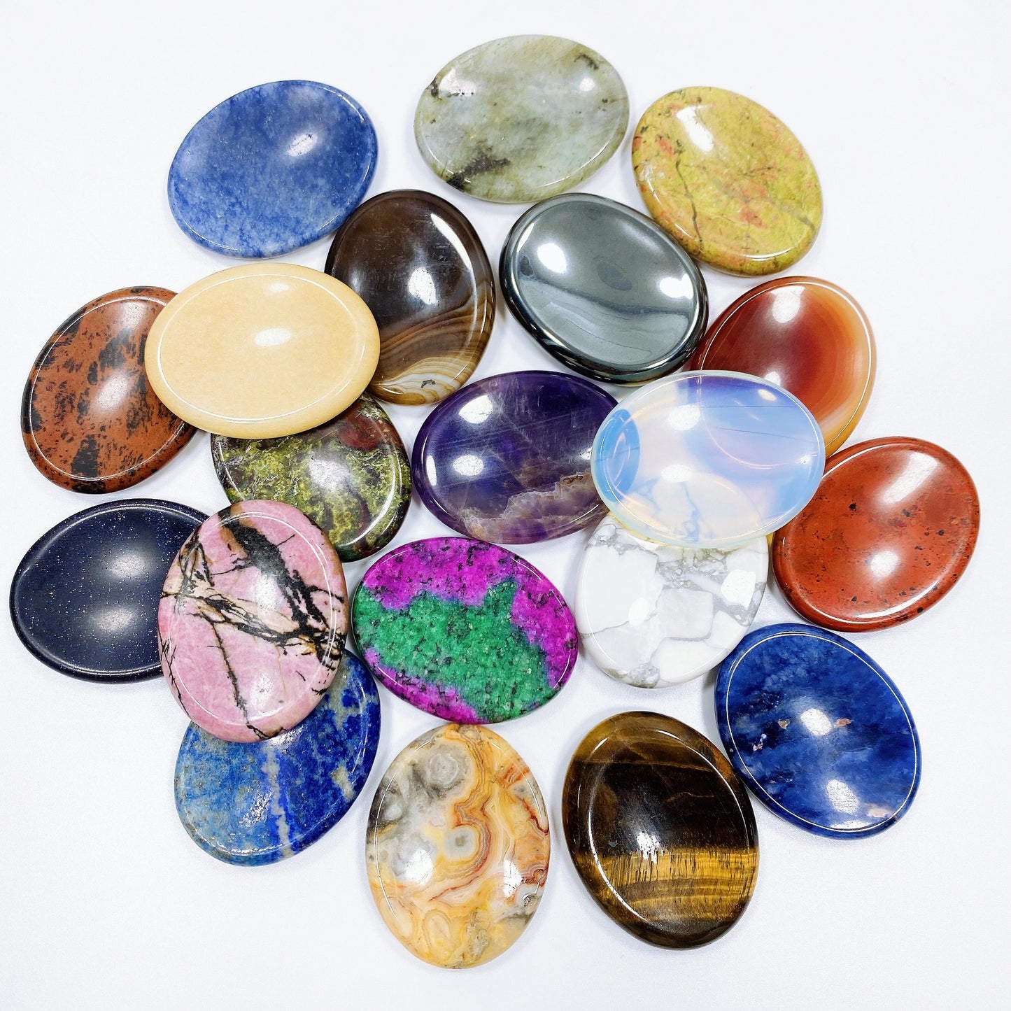 Natural Stone Thumb Worry Stone Crystal Quartz Oval Pocket Massage Palm Reiki Healing Therapy Meditation Spiritual Flake Gift