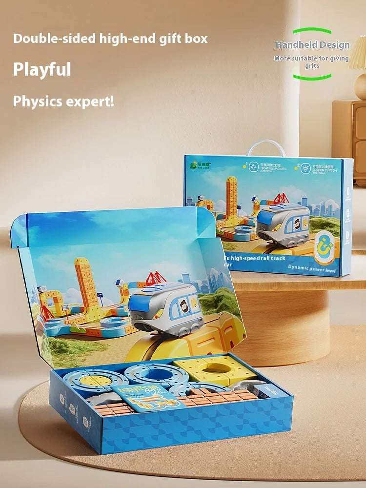 2025 New Magnetic Car STEM Racing Car Railtrack Set Montessori Motorized Train & Gravity Maze Toy For Kids Christmas Gift