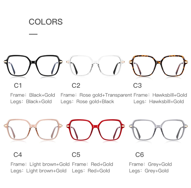 CLLOIO Premium Polygonal Customized Reading Glasses Women's Fashion Myopia Glasses Blue Light Blocking Prescription Eyeglasses
