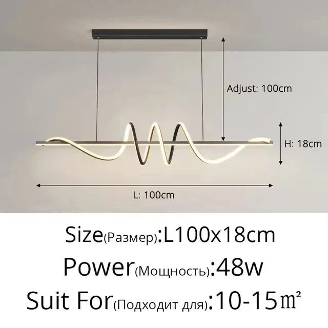 Minimalist Long Strip Restaurant Ceiling Chandelier Home Decor Bedroom Living Room Pendant Light Dining Table Bar Hanging Lamps