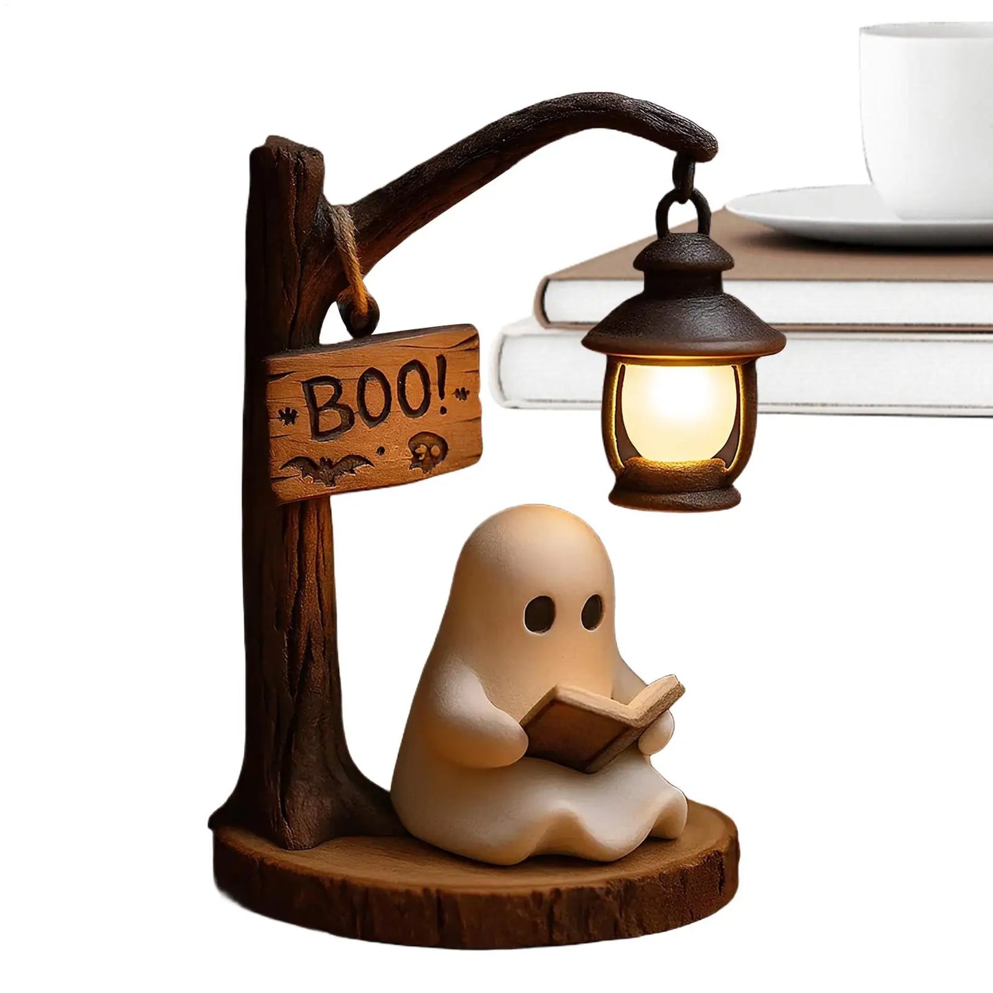 Cute Ghost Reading Lamp 3D LED Night Light Spooky Cute Desk Light for Bedroom Study Halloween Home Decor Book Lovers Gifts