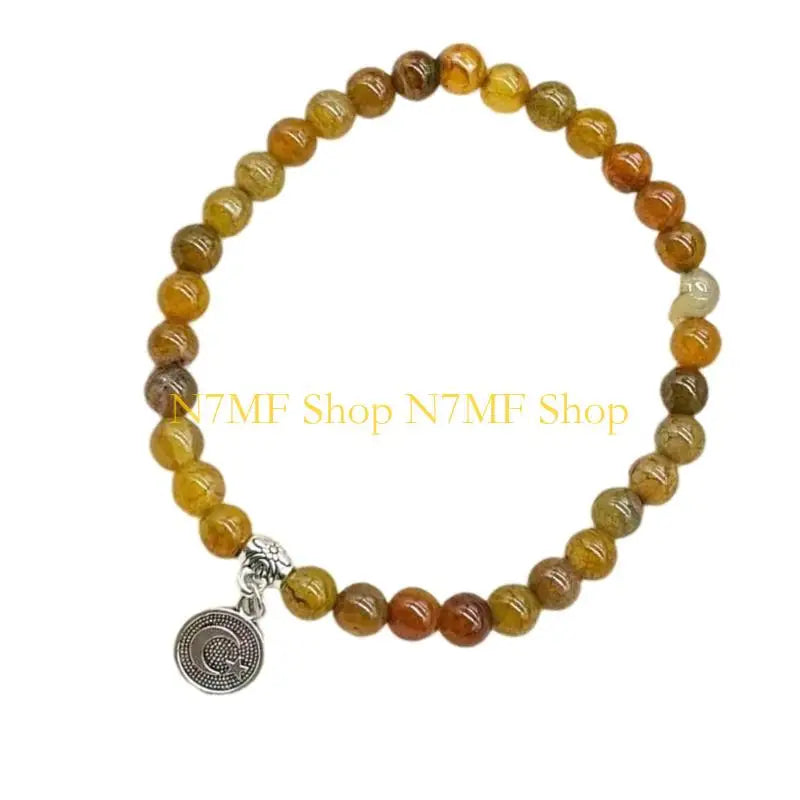 N7MF Unisex Prayer Beads Bracelet 33 Glass Beads Elastic Islamic Rosary Gift