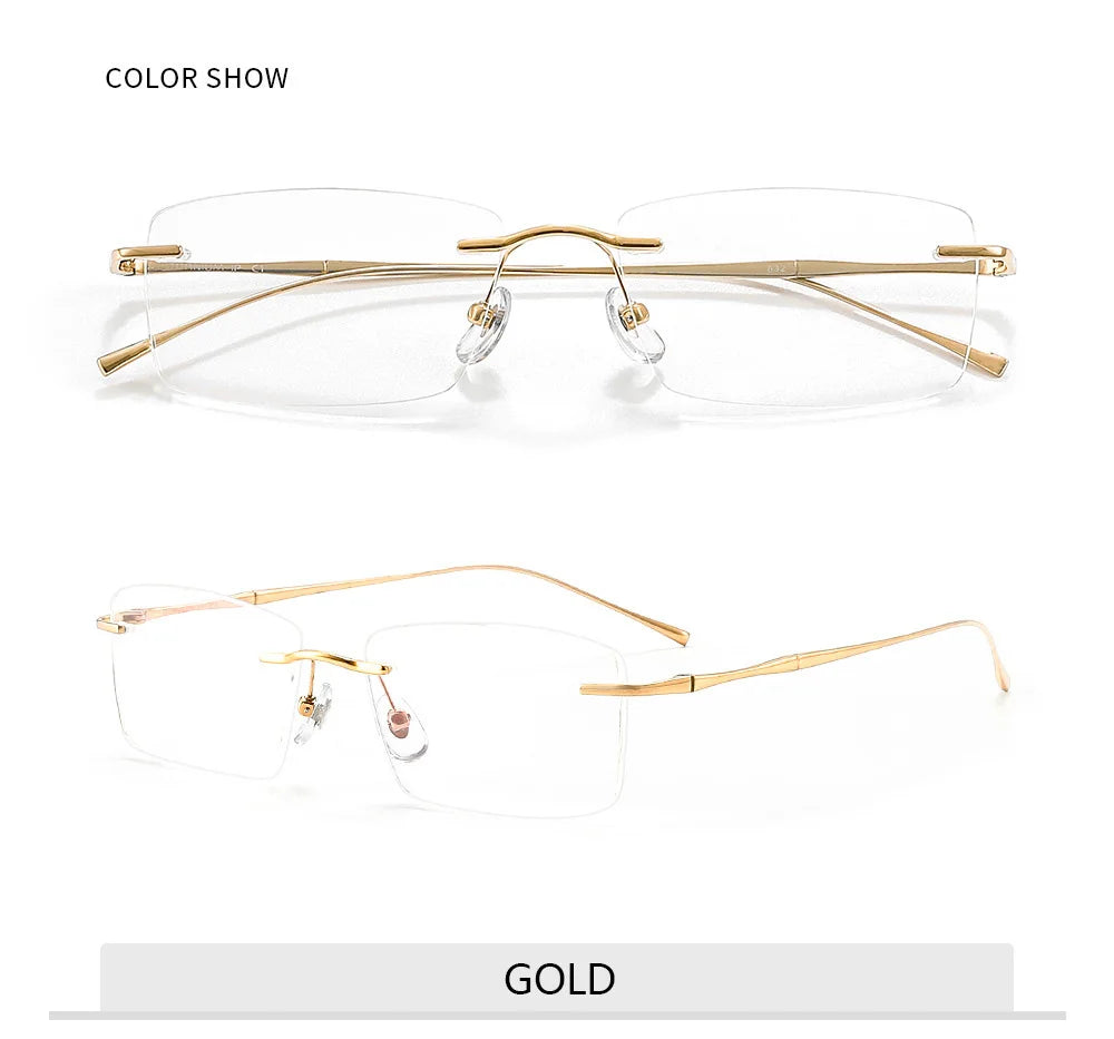 Pure Titanium Glasses Anti Blue Light Men's Eyeglasses Frames Luxury Brands Rimless Glasses Women Pure Titanium Computer Lenses