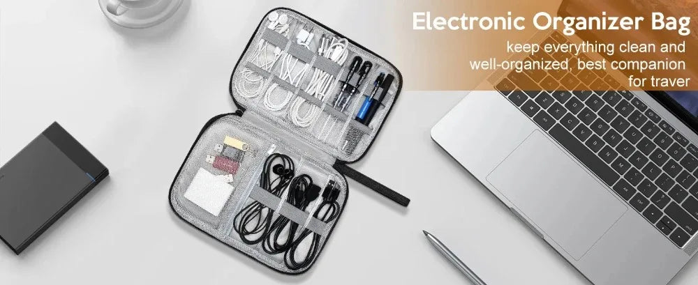 1pcs Portable Phone Cable Storage Bag Electronic Accessory Organizer USB OTG Data Cable Charger Plug Travel Waterproof Organizer