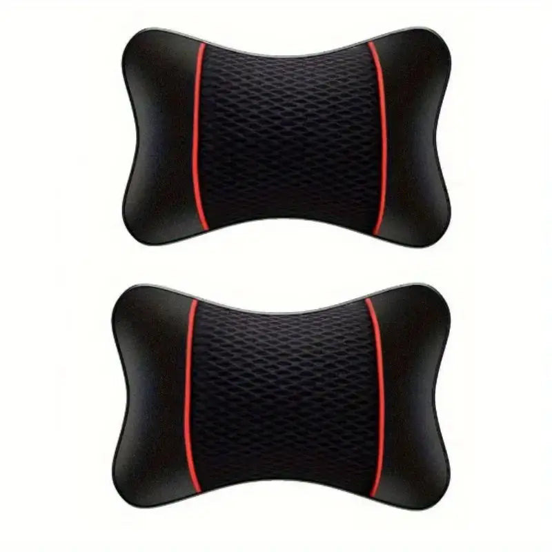 1/2pcs Universal Car Headrest PU Leather Neck Pillow Comfortable Mesh Breathable Seat Rest Cushion Car Neck Pillow