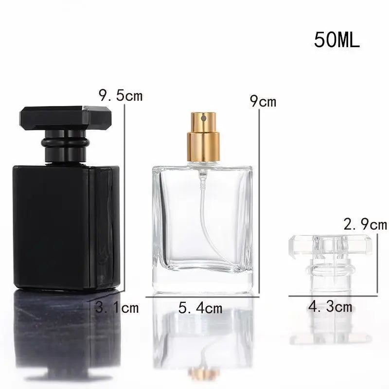 30ml 50ml 100ml Travel Pocket Glass Spray Bottles Transparent Black Perfume Containers Empty Mist Spray Bottle