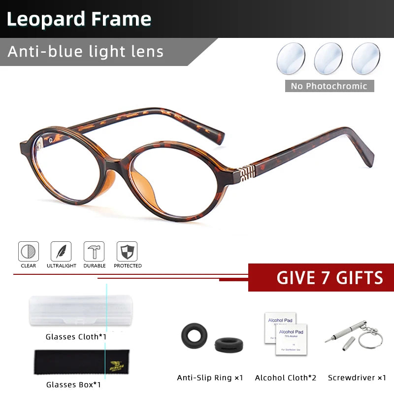 BLMUSA Retro Anti Blue Ray Photochromic Myopia Glasses Women Oval Small Frames Prescription Glasses Pop Classic Reading Glasses