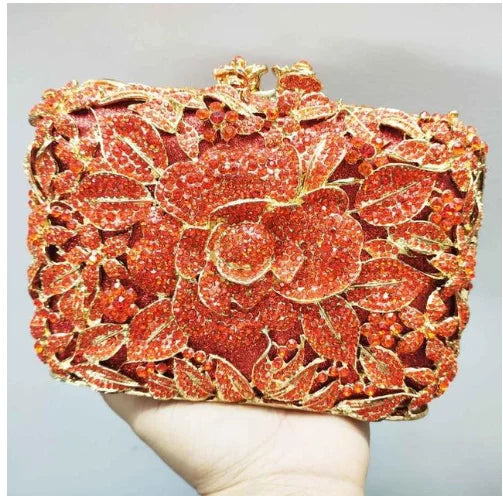 2025 New Arrival Flower Crystal Wedding Bridal Clutch Purse Luxury Designer Women's Dinner Party Cocktail Handbags Diamond Bags