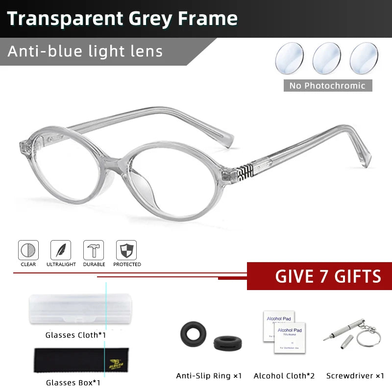BLMUSA Retro Anti Blue Ray Photochromic Myopia Glasses Women Oval Small Frames Prescription Glasses Pop Classic Reading Glasses