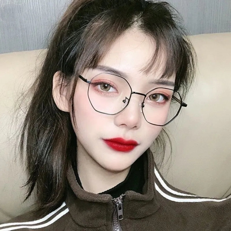 Fashion Ultra-Light Polygon Frame Anti-blue Light Glasses Unisex Reading Eyewear UV400 Shades Flat Mirror Eyeglasses